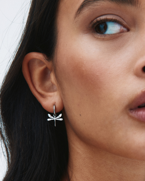 Dragonfly Hoops For teenage girls Silver