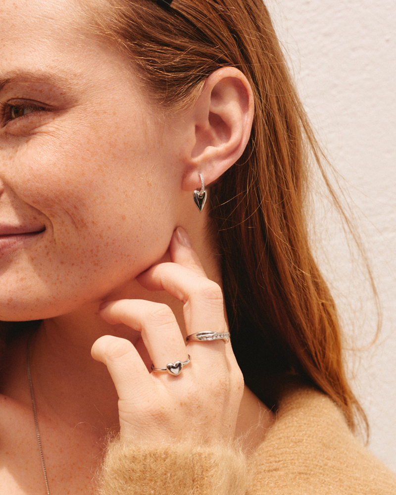 Amore Sparkle Hoops S Hoops Silver
