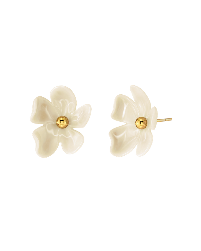 Wildflower Studs Steckerohrringe Gold/Weiß