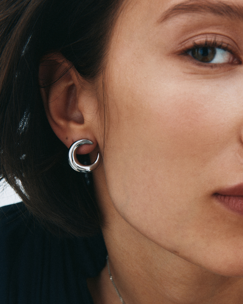 Wishbone Studs L Oorknopjes Zilver