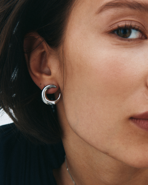 Wishbone Studs L For teenager Silver