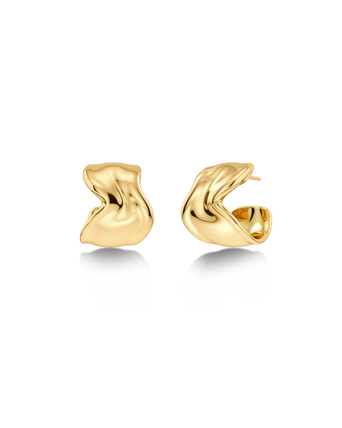 Melted Hoops L Gold earrings Guld