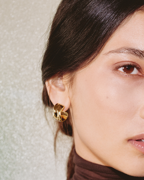 Melted Hoops L Gold earrings Guld