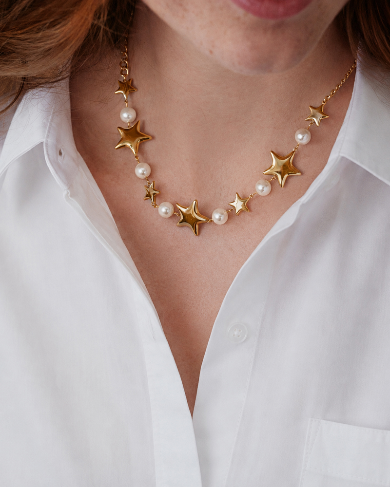 Astra Necklace Pearl Gold necklaces Gold