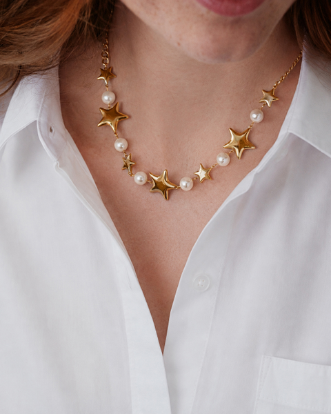 Astra Necklace Pearl For teenager Guld