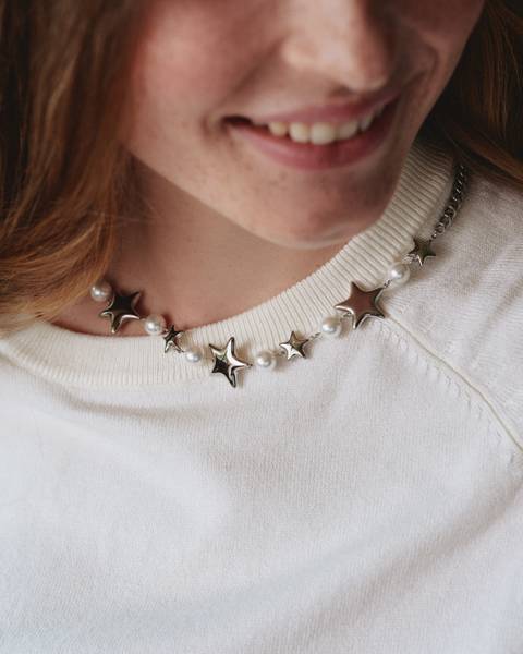 Astra Necklace Pearl For teenager Silver