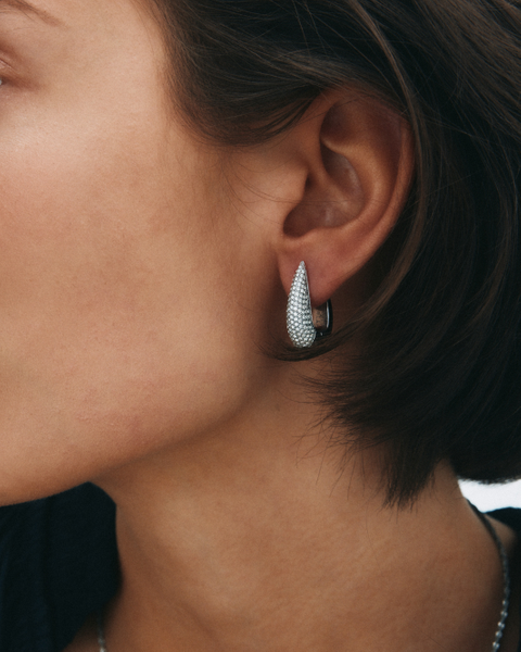 Crest Sparkle Hoops L Jewellery Silver