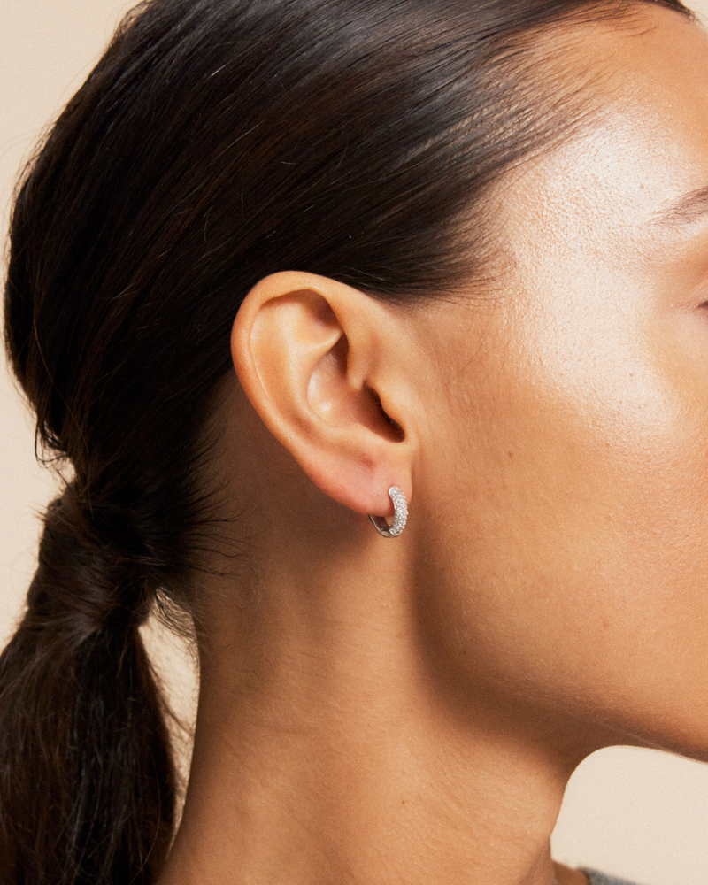 Luxe Sparkle Hoops S Hoops Silver