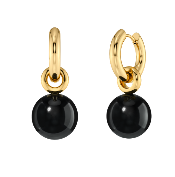 Aura Hoops L Gold earrings Guld/Svart