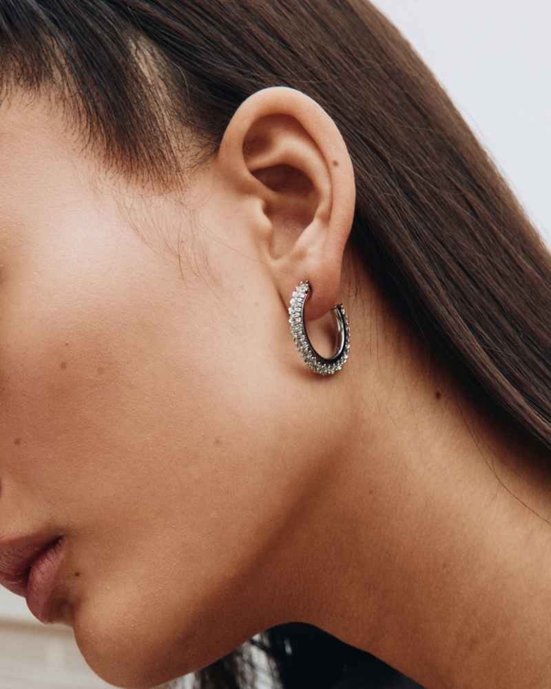 Tinsel Creoles L Earrings Silver
