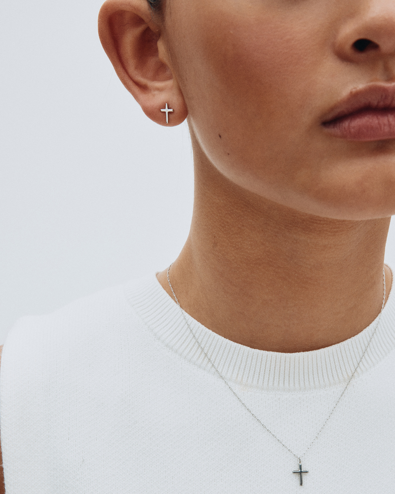 Spirit Cross Studs Studs Silver
