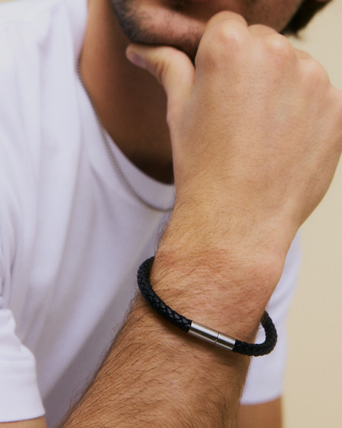 Franky Bracelet Leather Bestsellers Svart/Silver