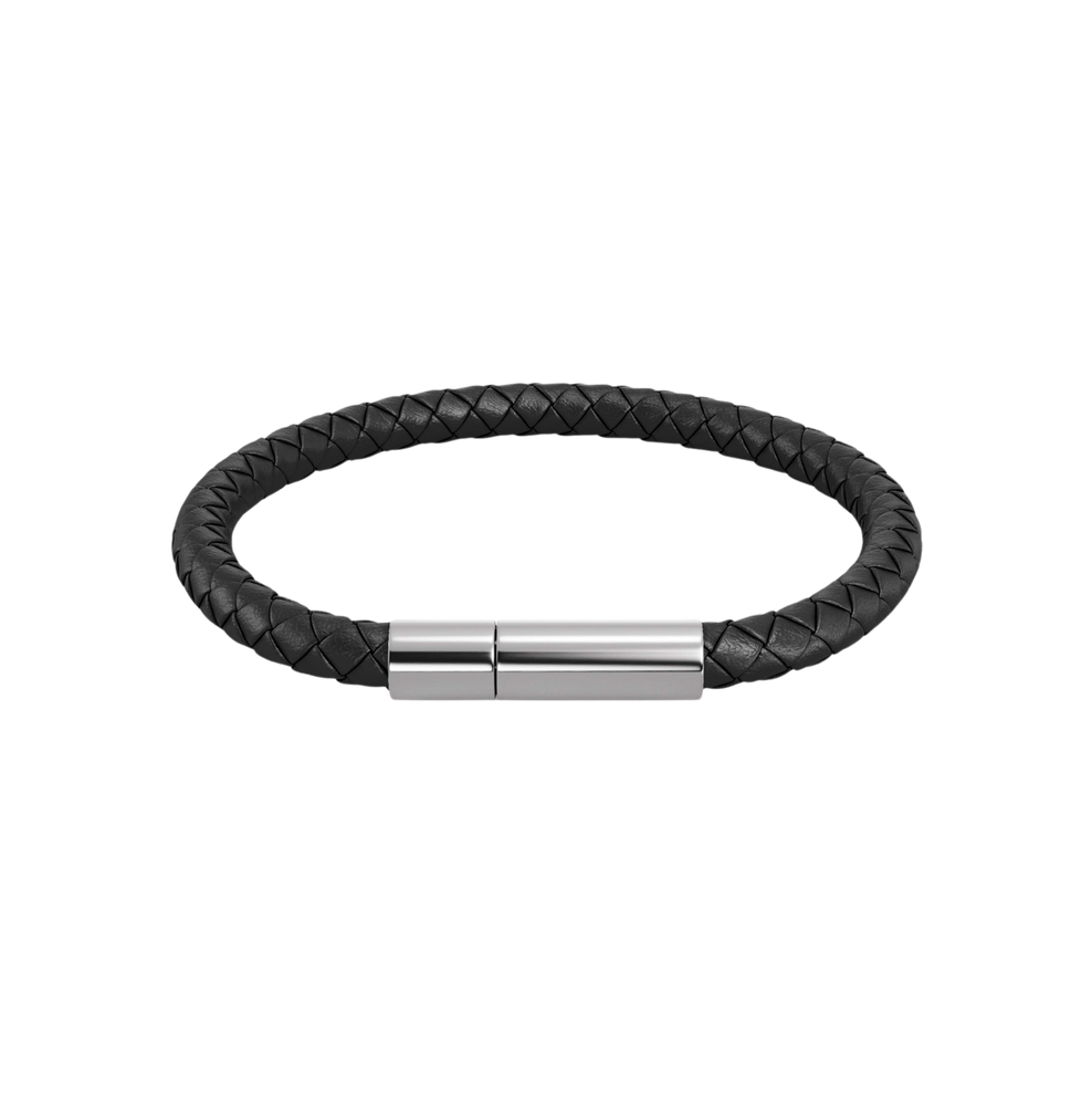 Franky Bracelet Leather För honom Svart/Silver