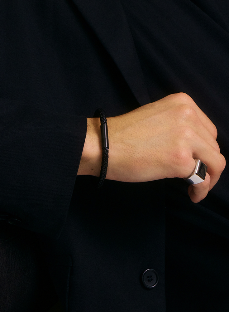 Franky Bracelet Leather För honom Svart/Svart