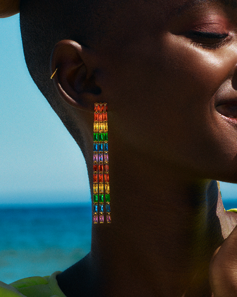 Rainbow Earrings Maxi Kultakorvakorut Kulta/Monivärinen