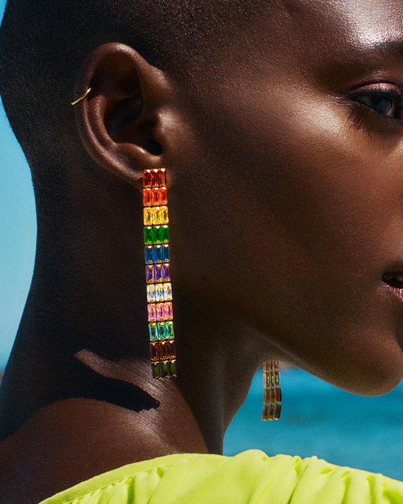Rainbow Earrings Maxi Gold earrings Gold/Multi