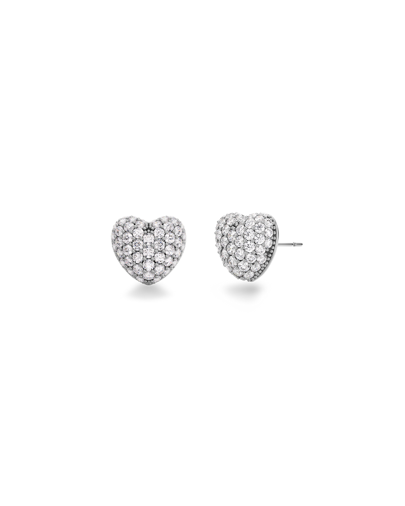 Heart Studs Sparkle Steckerohrringe Silber
