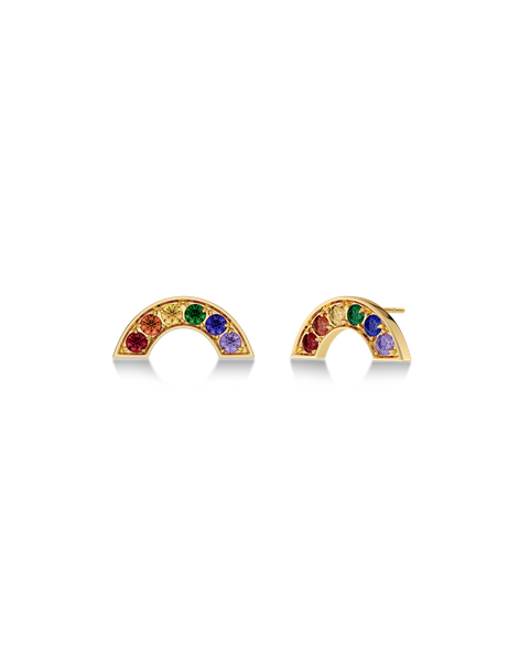 Rainbow Studs Gold earrings Guld/Multi