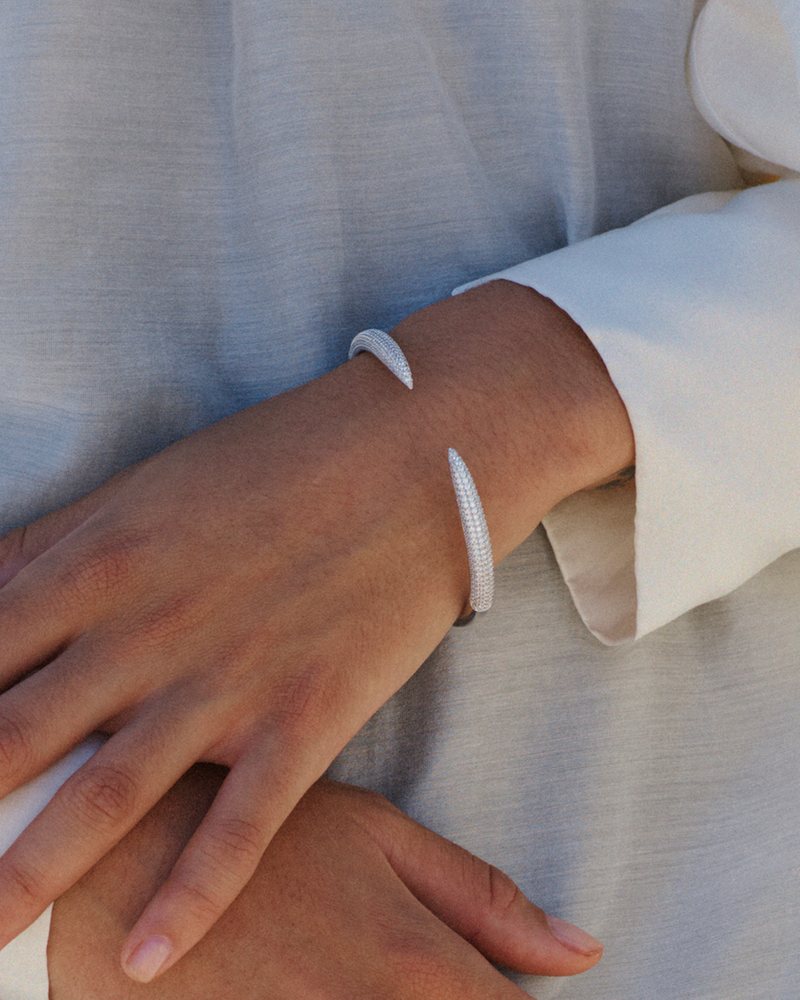 Crest Pavé Bangle Silversmycken Silver
