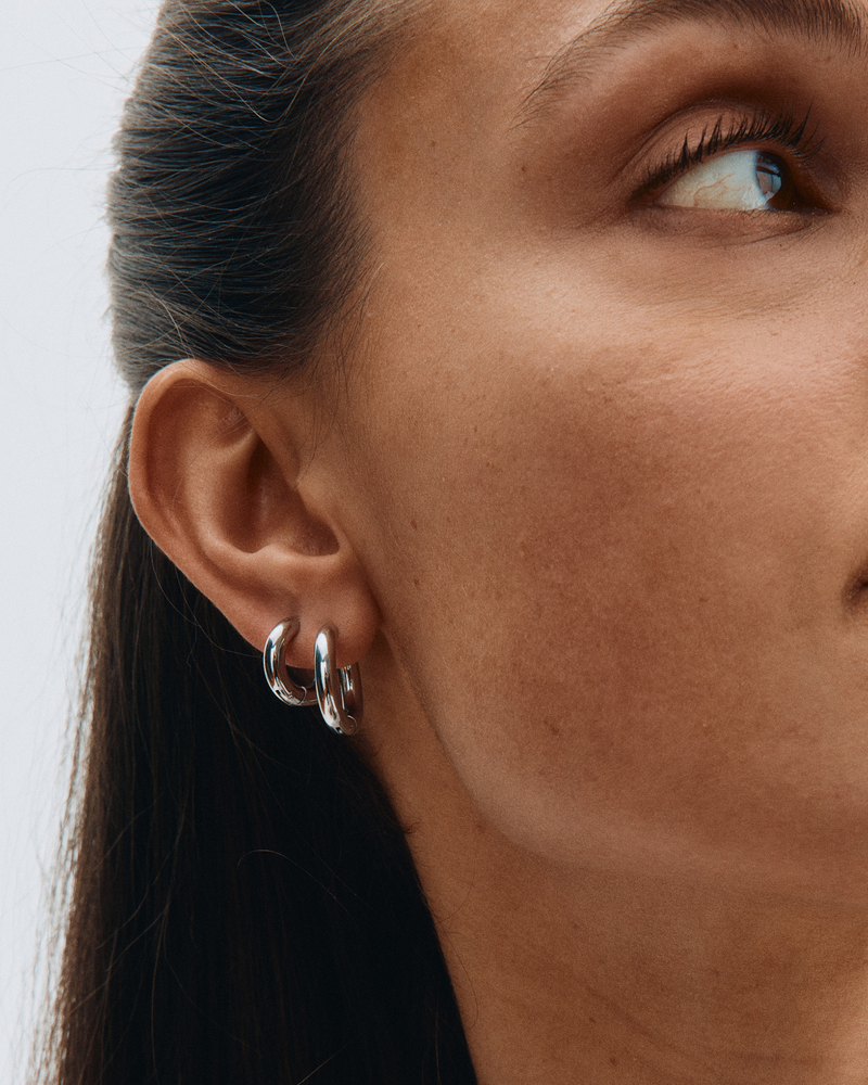 Chunky Hoops L Hoops Sølv