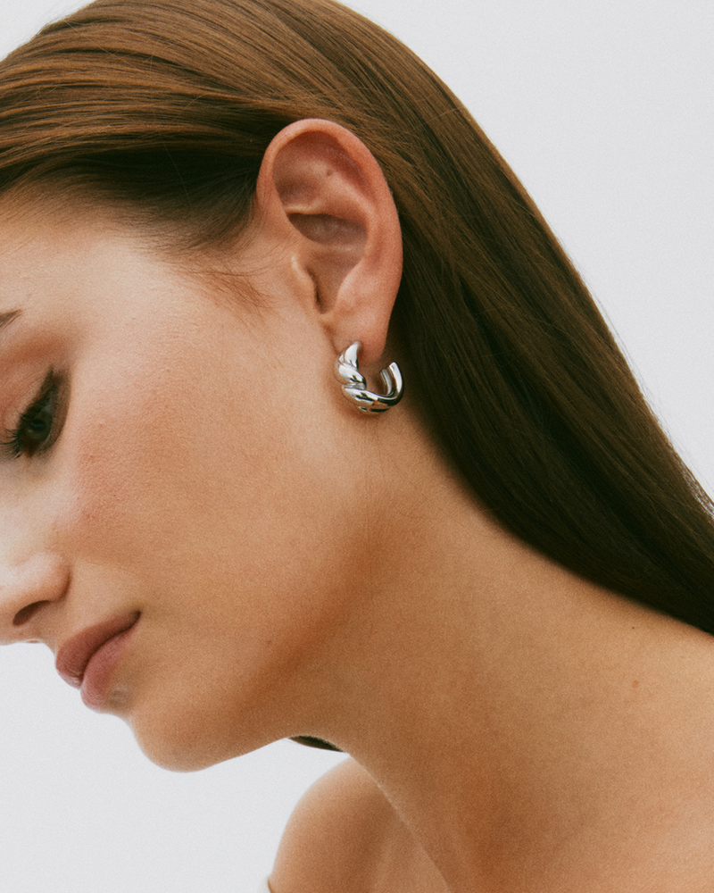 Twist Hoops L Hoops Silver