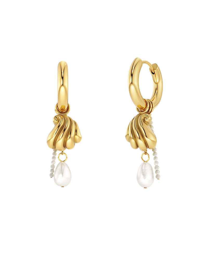 Beach Pearls Hoops undefined Gold/White