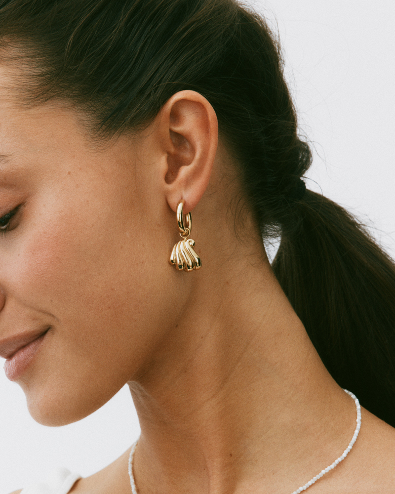 Beach Pearls Hoops undefined Gold/White