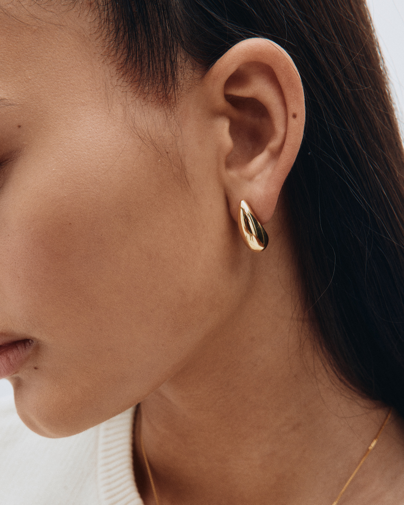 Silver Bean Studs Sterling silver Gold