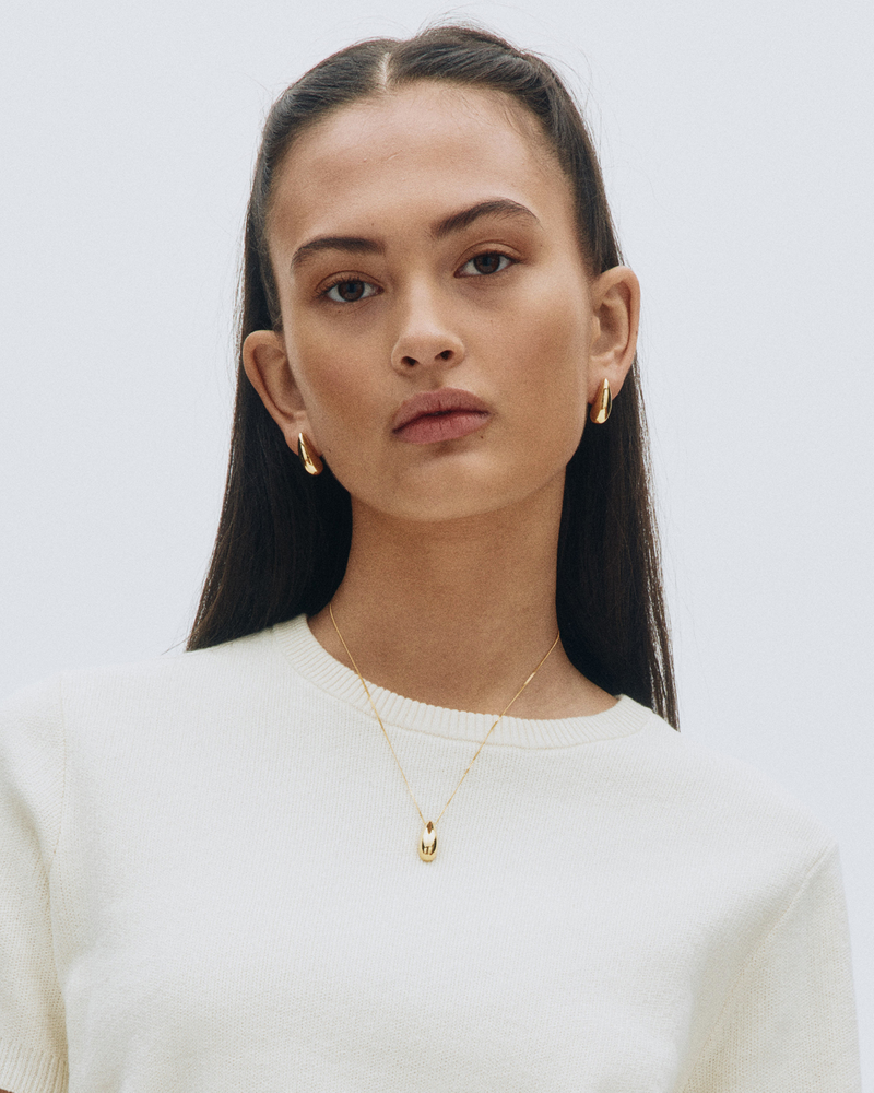 Silver Bean Necklace Necklaces Gold