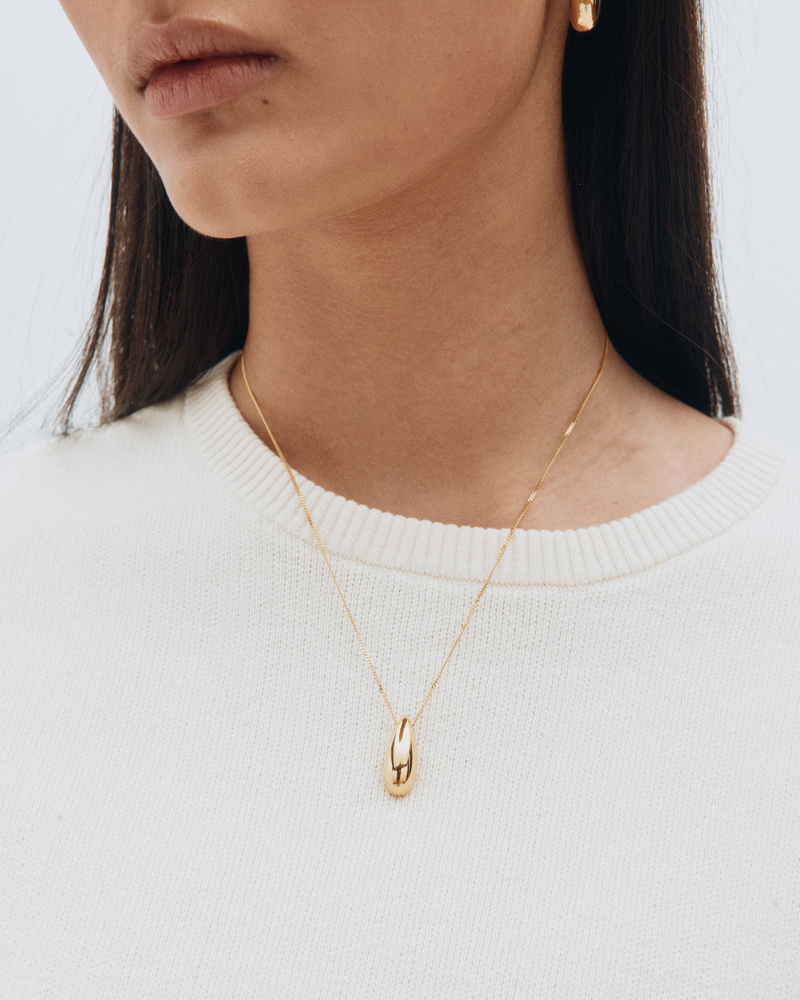 Silver Bean Necklace Necklaces Gold