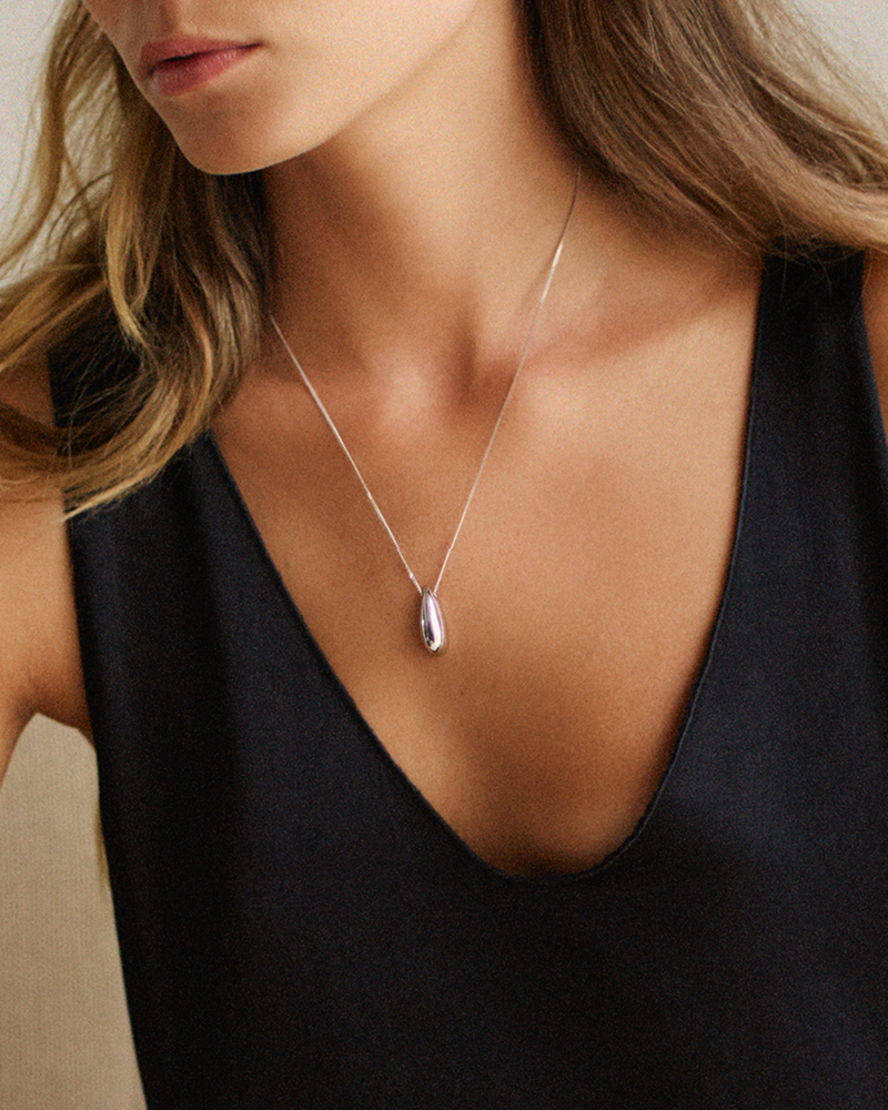 Silver Bean Necklace Silver necklaces Silver