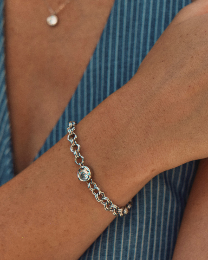 Ocean Gem Bracelet L Hopeiset rannekorut Hopea