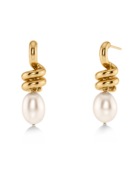 Swivel Earrings Pearl L Bride Gold