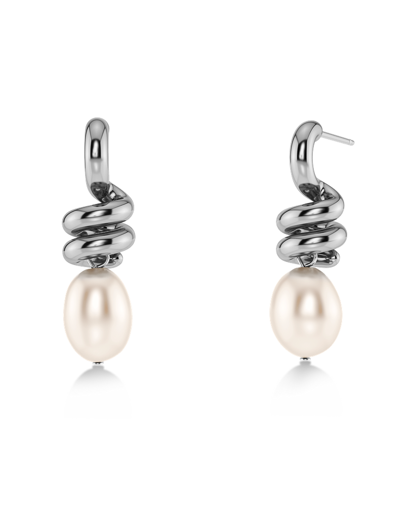 Swivel Earrings Pearl L Silver earrings Silver