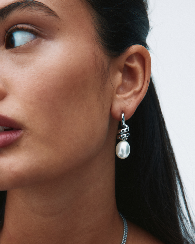 Swivel Earrings Pearl L Silver earrings Silver