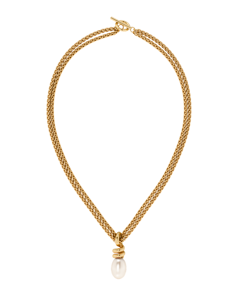 Swivel Necklace Pearl L Guldhalsband Guld