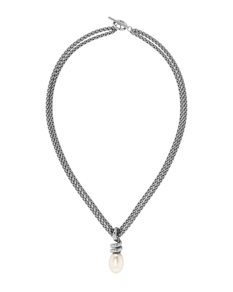 Swivel Necklace Pearl L Halskæder i sølv Sølv