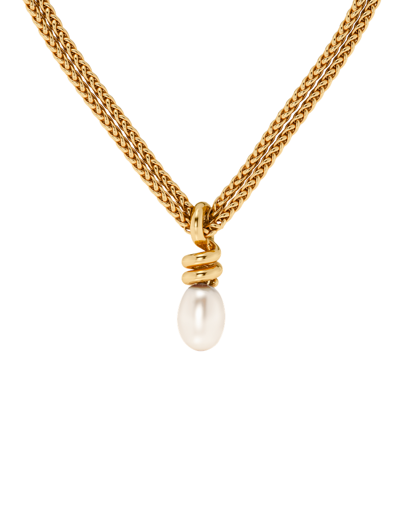 Swivel Necklace Pearl L Guldhalsband Guld