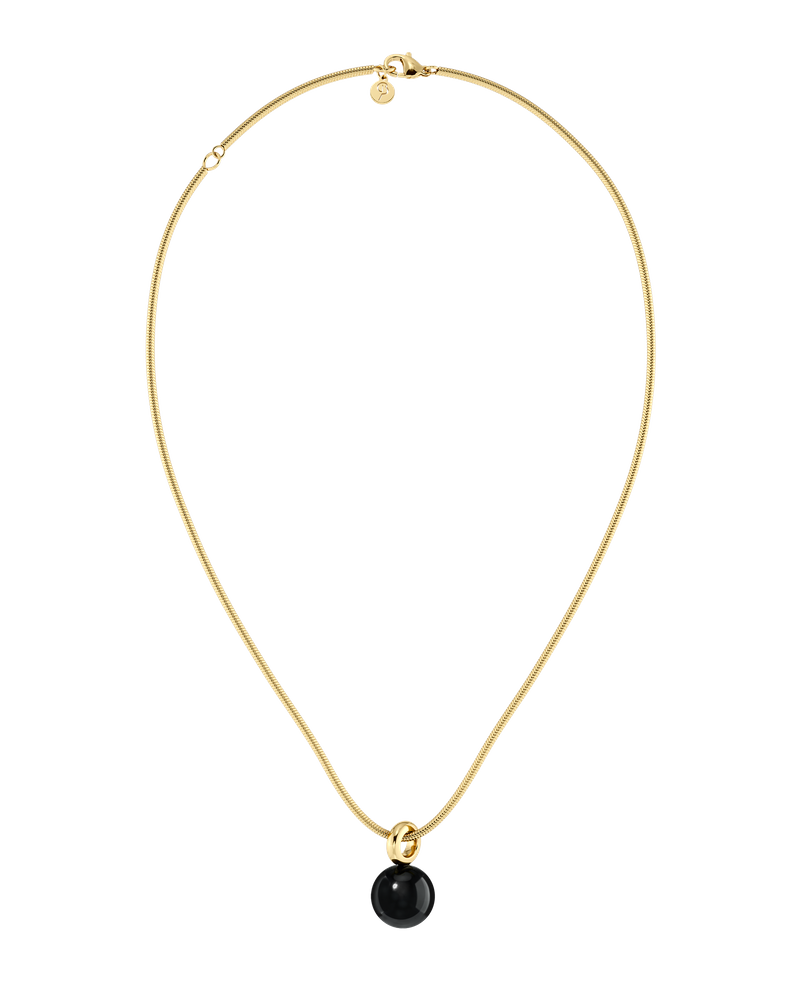 Aura Necklace L Goldhalsketten Gold/Schwarz