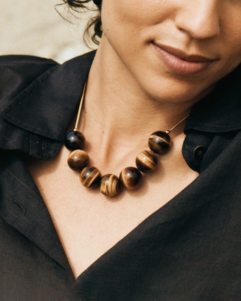 Aura Necklace Maxi Guldhalsband Guld/Brun