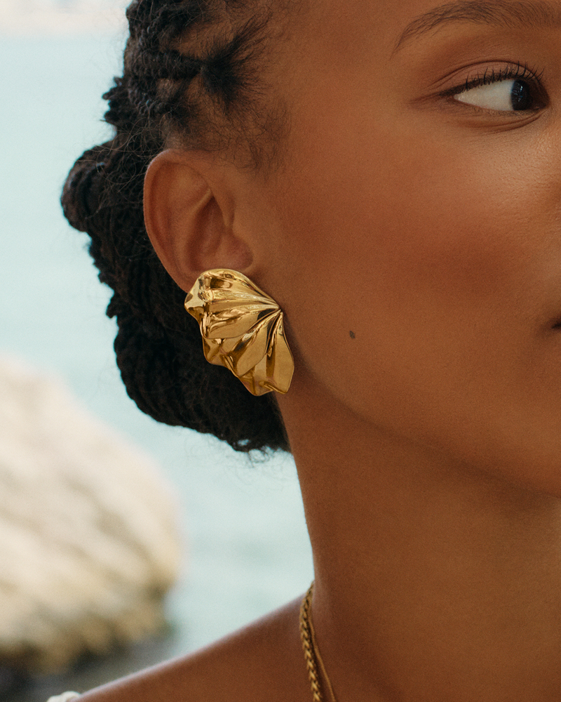 Petal Studs L Steckerohrringe Gold