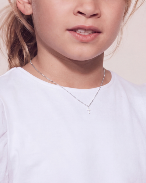 Cross Necklace Kids Christening Silver