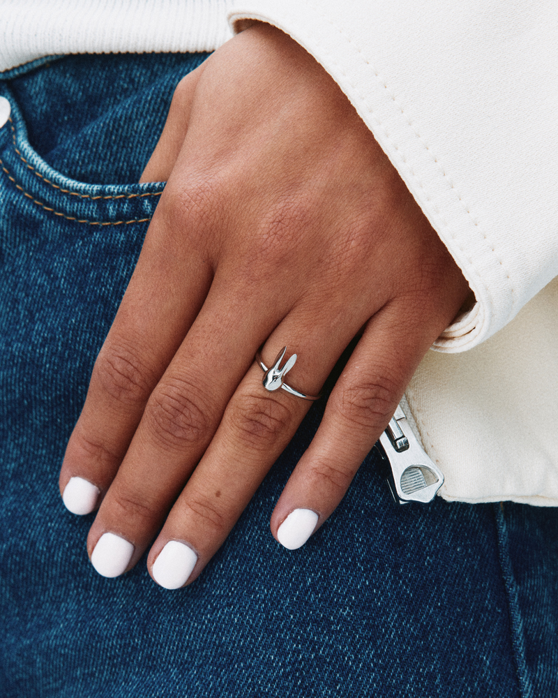 Bunny Ring S Hopeiset sormukset Hopea