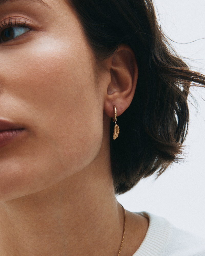 Feather Hoops S Creolen Gold