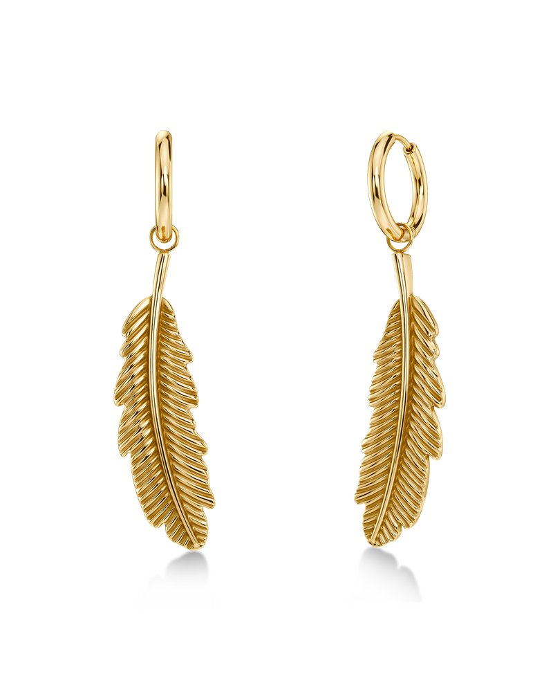 Feather Hoops L Hoops Gold