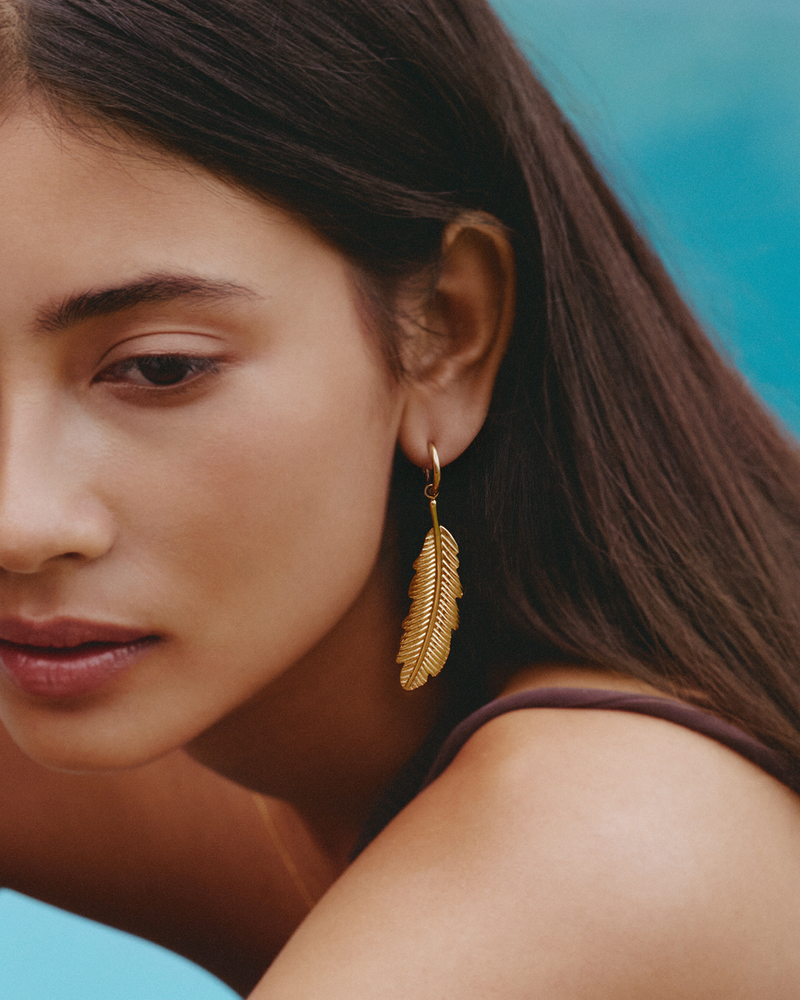 Feather Hoops L Hoops Gold