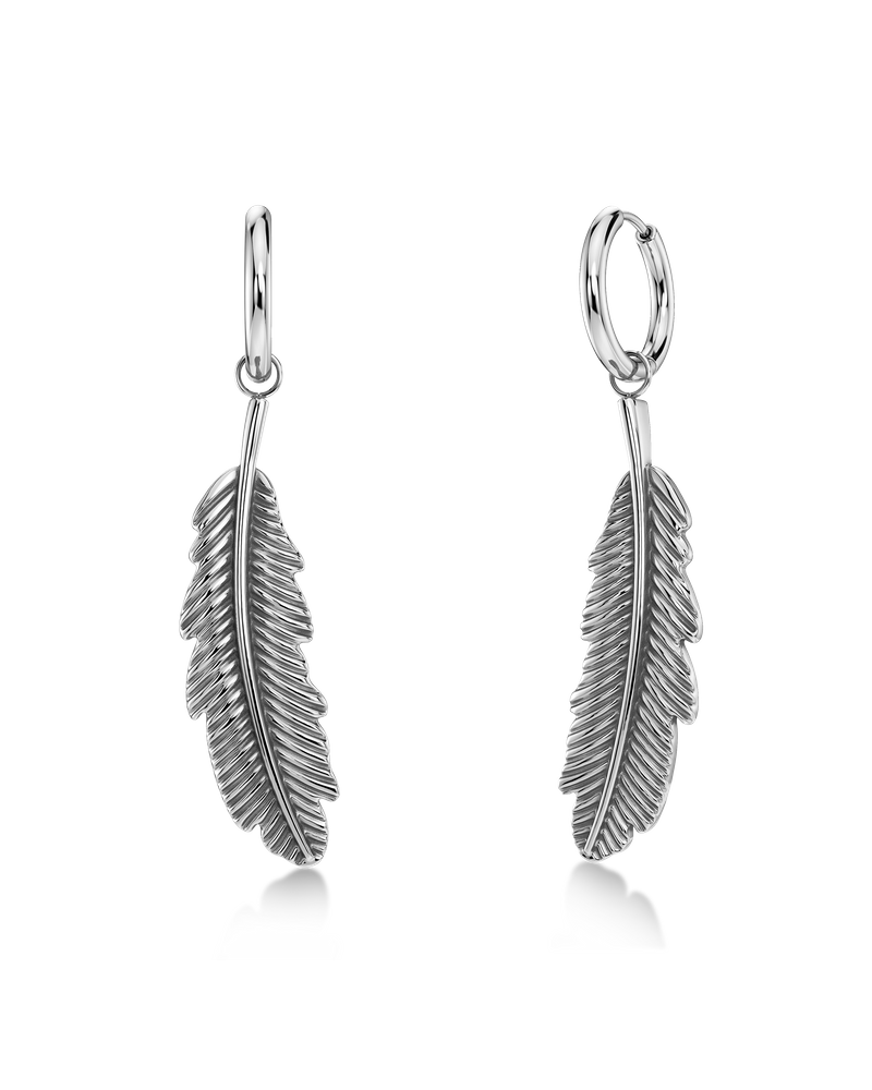 Feather Hoops L Hoops Silver