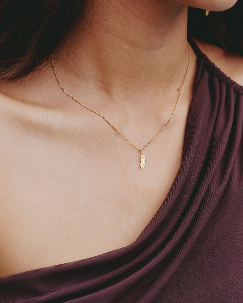 Feather Necklace S Guldhalsband Guld