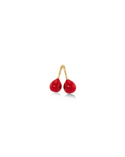 Cherry One Stud Enamel Jewellery Guld