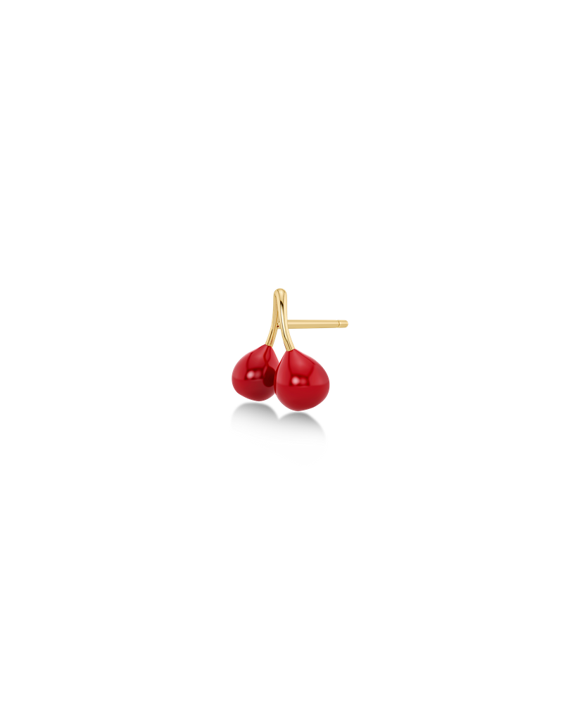 Cherry One Stud Enamel Studs Gold